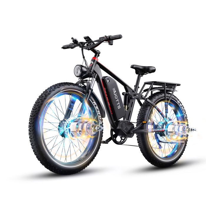 Vélo Électrique Tout Terrain Homme DUOTTS S26 Double Moteur 750W Batterie Samsung 48V 20Ah Tout Suspendu Pneu 26×4.0 Shimano 7