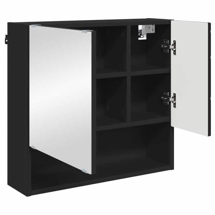 Armoire Miroir Noir 59 x 17 x 55 cm Bois dingénierie_2 ans garantie_80978
