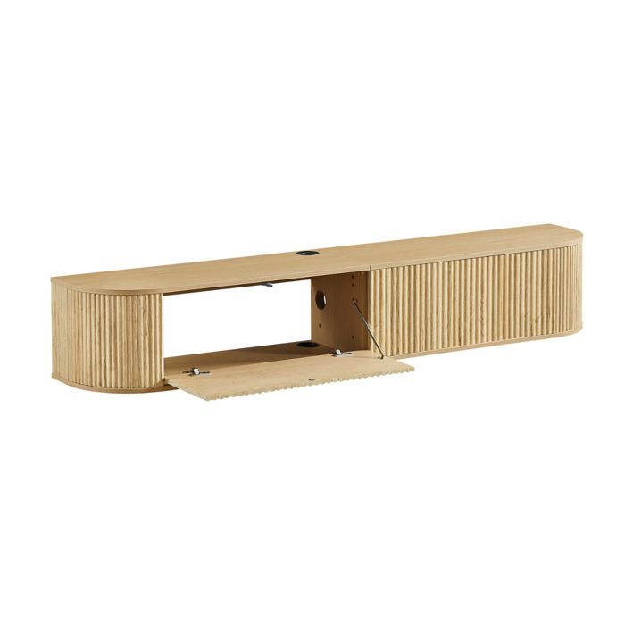 Meuble TV suspendu 180 cm grand rangement passage câbles pour TV 50 à 80 pouces adaptable déco