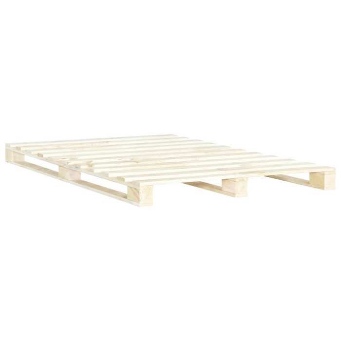Cadre de Lit de Palette sans matelas 2 places Naturel 160x200 cm en bois avec lattes de soutien et sommier à lattes inclus 151313