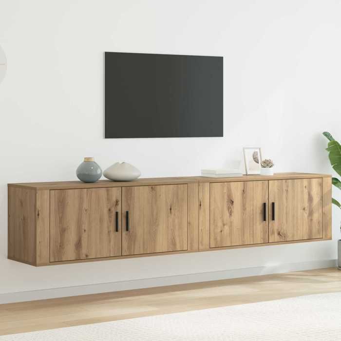 Unités murales TV (2 pcs) - VIDAXL - Meubles TV Suspendu - pour Téléviseur - Chêne artisanal T727