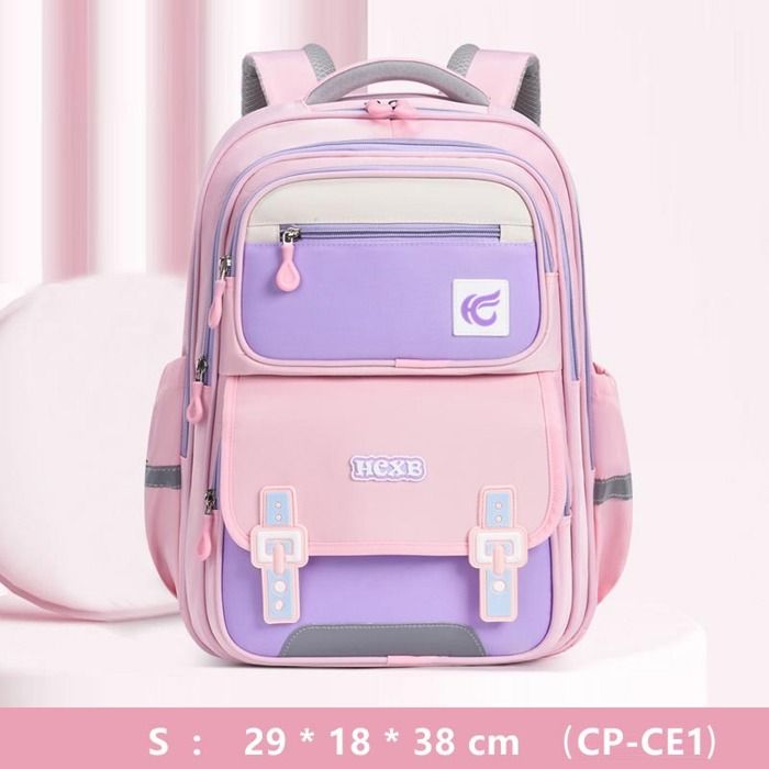 Cartable Garçon Fille Primaire Tissu Oxford Imperméable Sac à Dos Scolaire Pour Enfants CP CE1 Léger Multi-poches - S - Rose