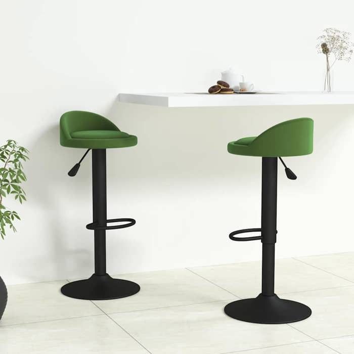 vidaXL Tabourets cuisine - Chaises de bar - lot de 2 - vert foncé velours @124