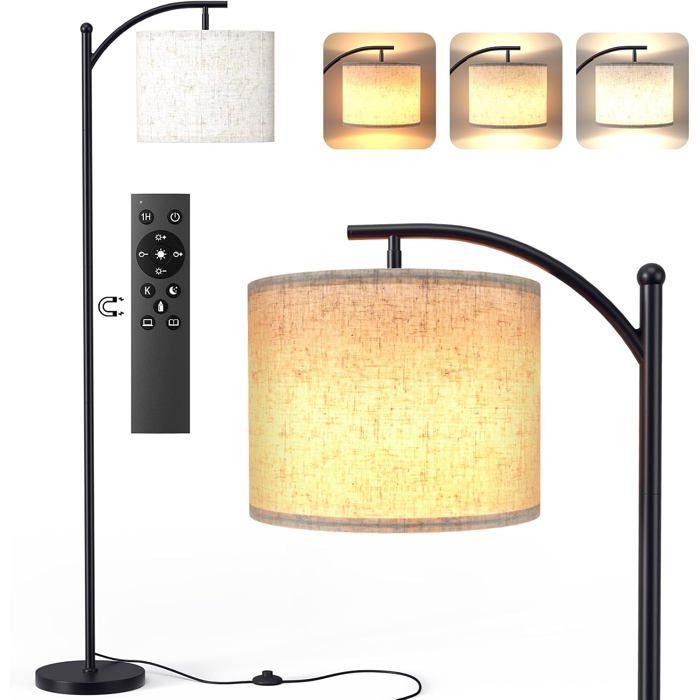 Lampadaire sur Pied Salon lampe sur pied moderne de 160cm à intensité variable avec 3 températures de couleur(ampoule 12 W incluse)