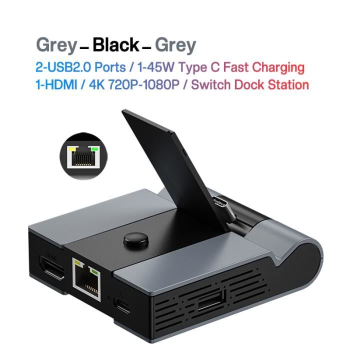 Gris Noir Gris-Station'accueil TV, HDMI 4K, Gigabit Ethernet, adaptateur de  support de charge, HUB USB pour N - Cdiscount Informatique