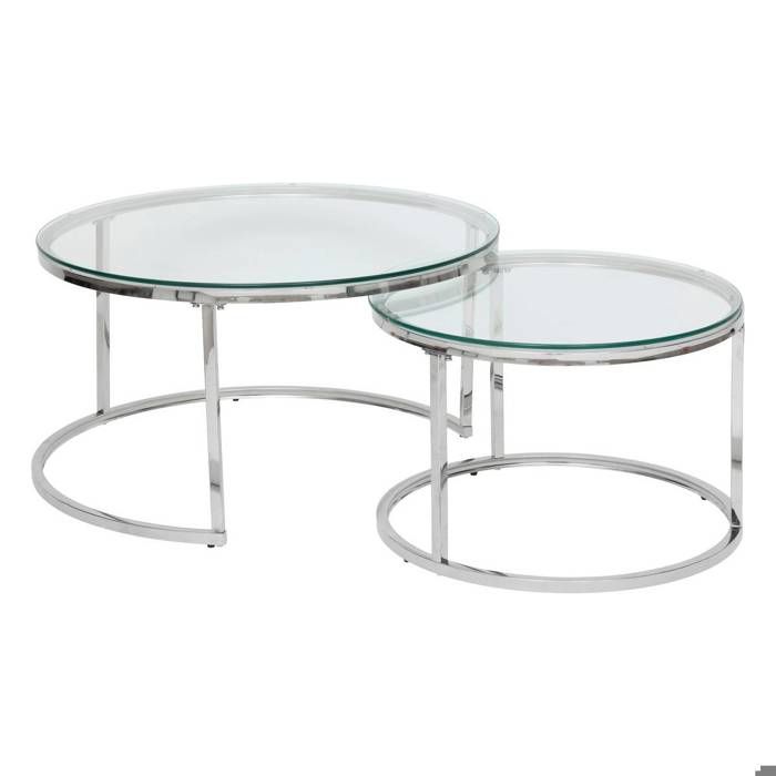 Lot de 2 tables gigognes Kneo argent 80x80x432cm - Atmosphera Créateur dintérieur