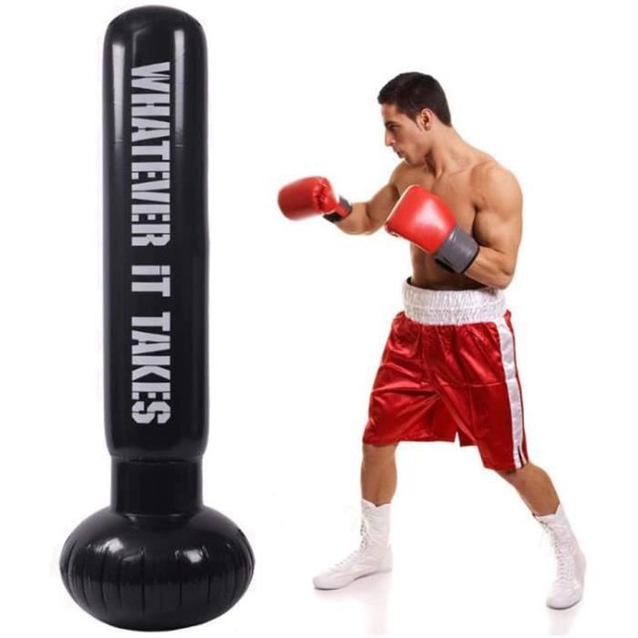 Sac De Frappe Sur Pied 180 Cm Autoportant – Avec Gants De Boxe, Pompe, Base Anti-Chute – Karaté, Gym, Rebond Amorti