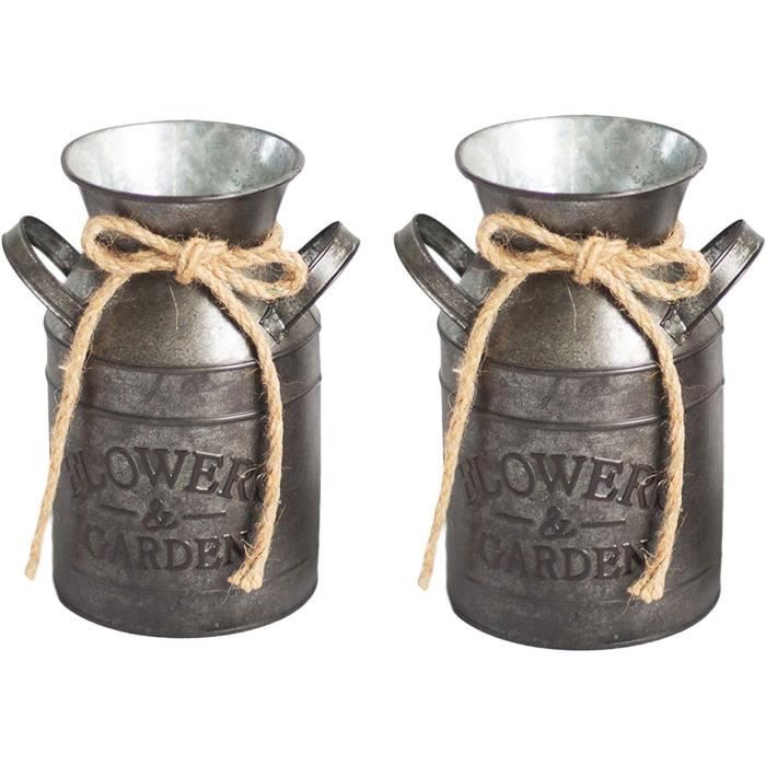 Pot Fer Rustique Vase Galvanisé Minable Chic Cruche Vase Peut Rétro ...