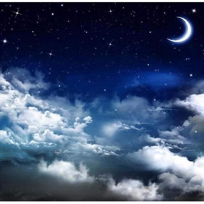Papier Peint Panoramique Nuit Nuages Lune Papier Peint Intissé 3D ...