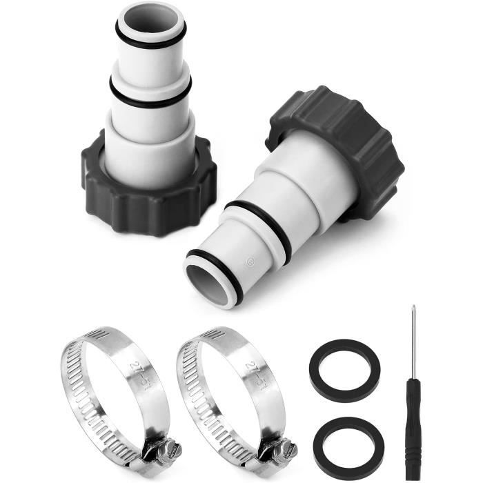 Kit De 4 Raccords Pour Tuyaux De Piscine 32mm/38mm - Colliers Acier Inoxydable Inclus - Raccord Double Embout Pour Pompe Et Robinet - 12