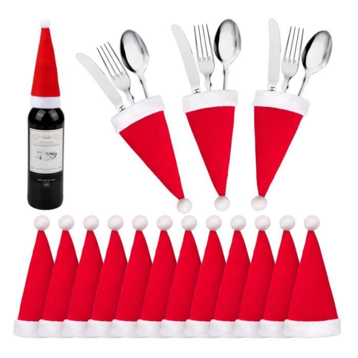 Porte Couverts Noël Range Couverts Noël Deco Table de Noël Titulaires Vacances Père Noël Couverts Titulaire de Noël Fourchette