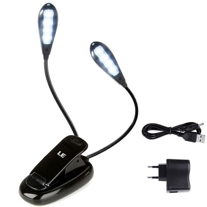 Brussels08 Lampe de lecture USB portable réglable et pratique à LED Col de cygne flexible 