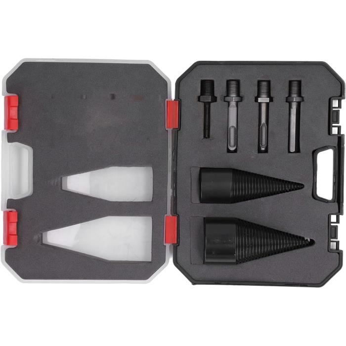 Kit 2 Forets Fendeurs De Bois + 4 Poignées - Diamètres 32 Mm Et 42 Mm - Acier Carbone Traité - Pour Perceuse - 10