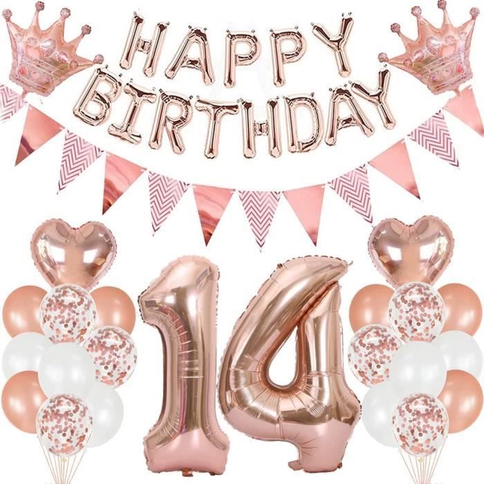 LIWI14 Anniversaire Fille Ballon, Decoration Anniversaire Fille 14 ans