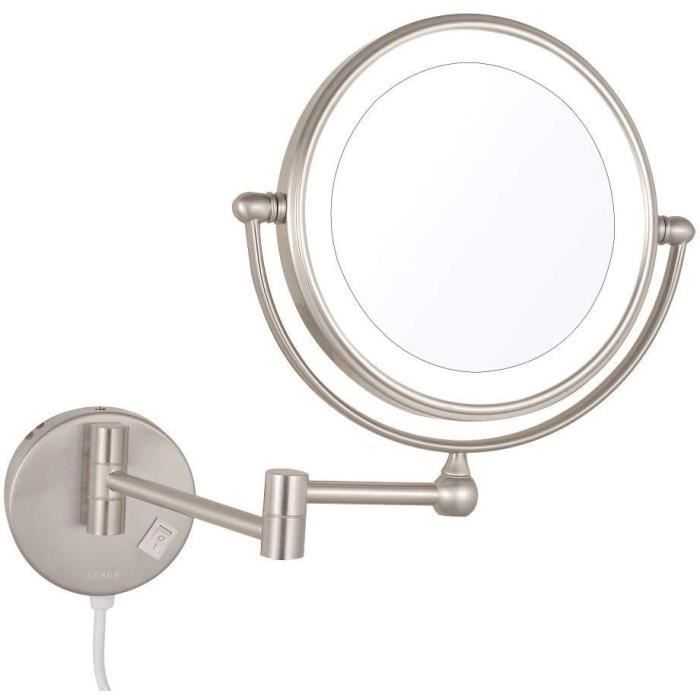 Miroir Salle De Bain Pivotant – Grossissement X3 – Bras Extensible – Fixation Murale