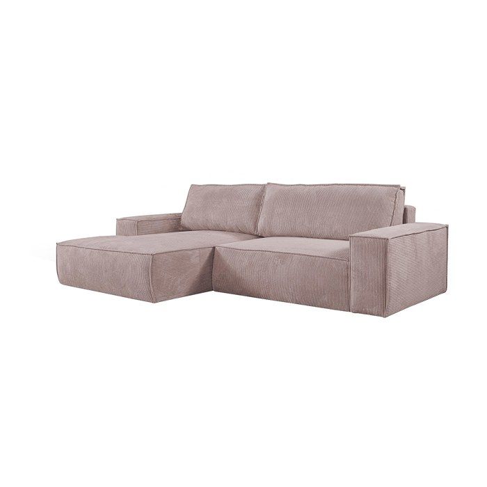 Canapé dangle gauche convertible en velours côtelé mauve AMELIA