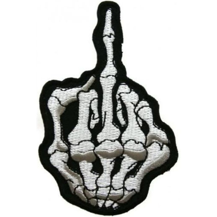 Patch Doigt Leve Squellette Honneur 12x8 Cm Ecusson Thermocollant Biker Motard Cdiscount Beaux Arts Et Loisirs Creatifs