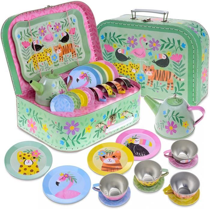Service à Thé Enfant ZLPBAO - 50 Pièces Jeu Dînette | Fille 3-8 Ans | Cadeau Ludique