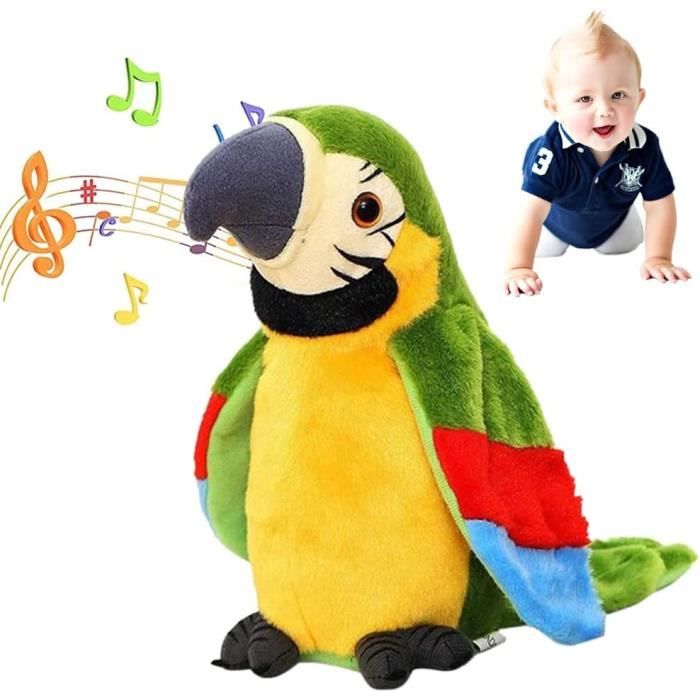 Bleu Perroquet Parlant Jouet Peluche Electrique Peut Jouer chansons Répétez Ce Que Vous Dites