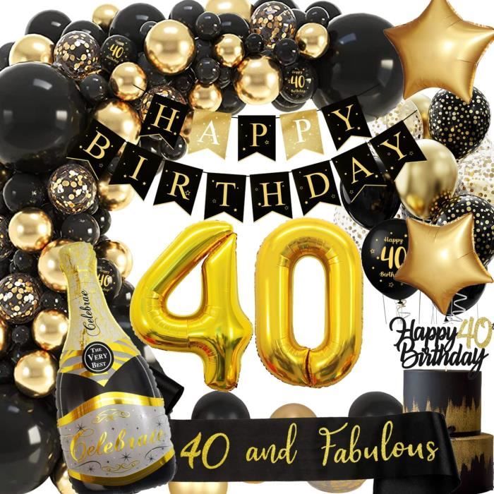 Sunarrive Deco Anniversaire 40 Ans Noir et Or - Decoration Ballons 40 Ans  pour Homme Femme 3283 - Cdiscount Maison