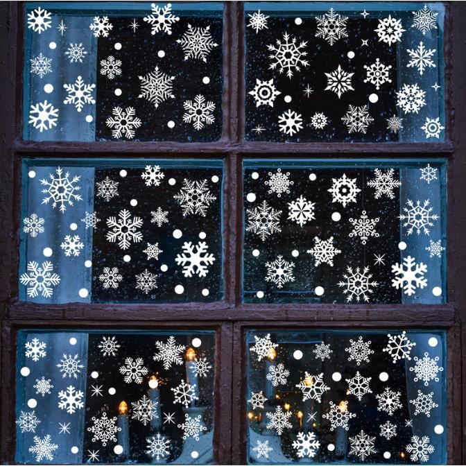 Stickers Noël Fenêtre 5 Feuille Vitrine Réutilisables Electrostatiques