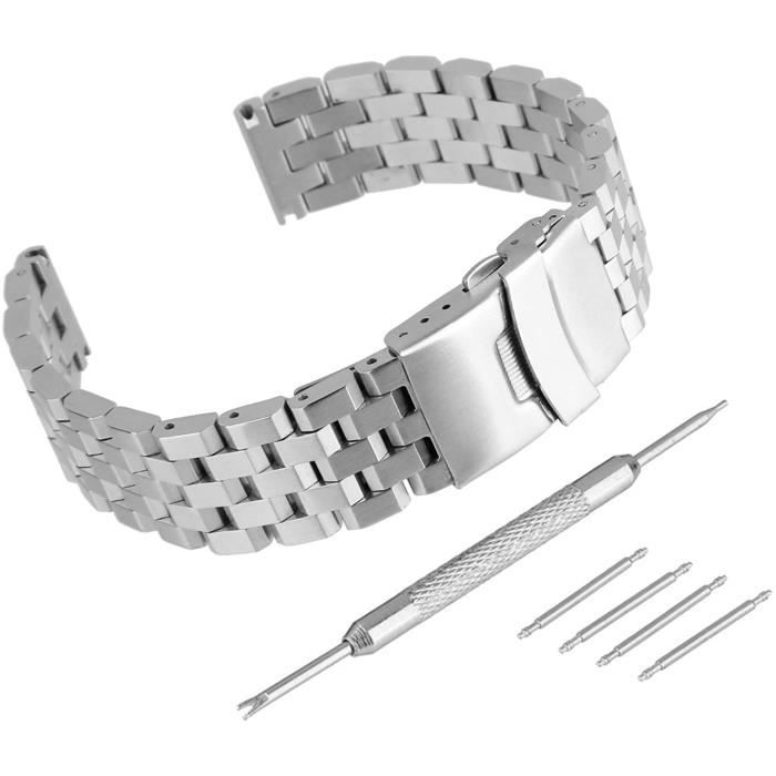 Bracelet Montre Acier 18mm-20mm-22mm-24mm-26mm Bande du Montre Boucle  Deployante en Acier Remplacement Bande de Poignet Etanche H239 , -  Achat/vente bracelet de montre - Cdiscount
