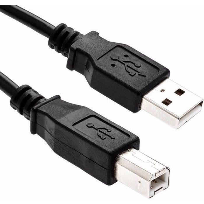 1,8m Câble USB 2.0 d'imprimante A Mâle vers B Mâle pour imprimantes  scanners disques durs Epson HP Canon Lexmark 1,8 Mètre Noir NN13 -  Cdiscount Informatique