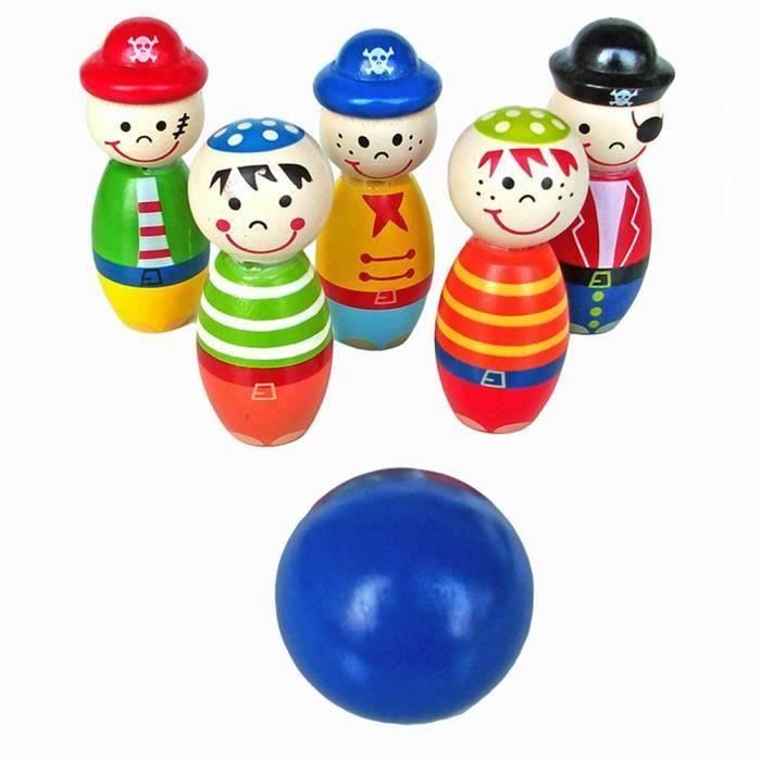 WoWa® Jouets pour enfants bois boule de bowling quille drôle de
