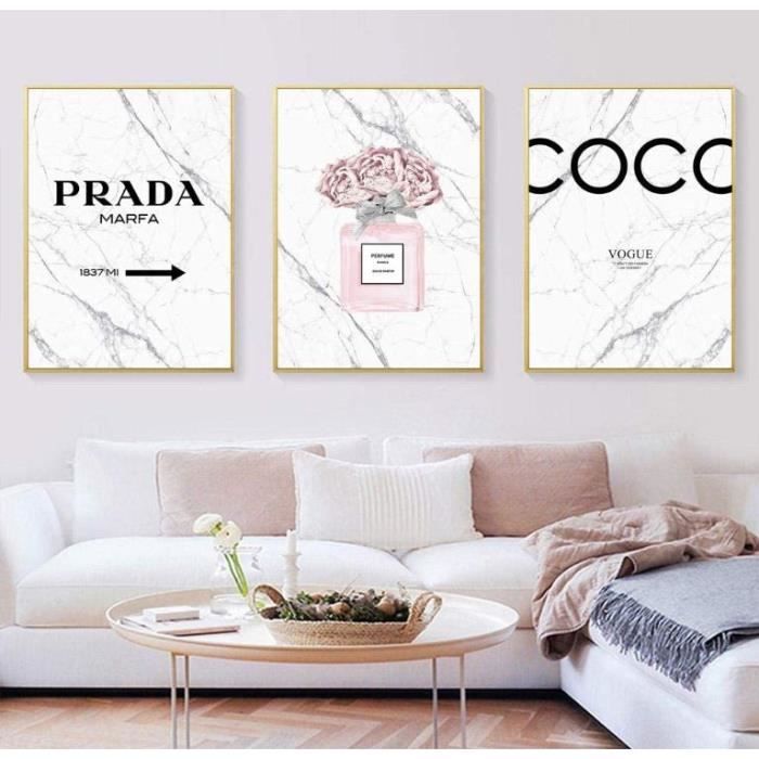 4 Affiches Toile Rose Talons Fleurs - Déco Murale Moderne Pour Chambre Fille
