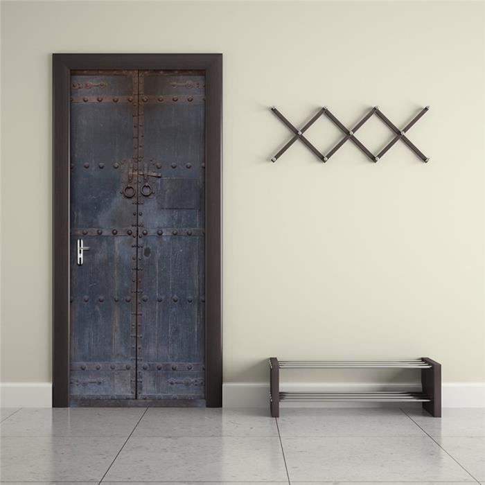3D color/é g/éom/étrie Autocollant de Porte Enfants Papier Peint PVC Auto-adh/ésif /étanche Maison d/écalcomanies Vinyle 3D Mural p/âte-77x200 cm