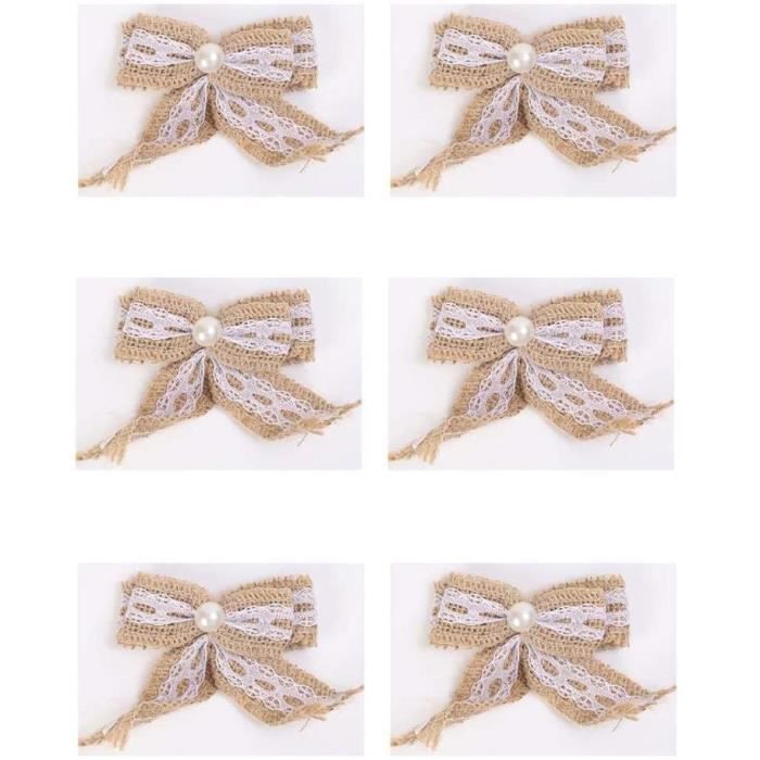 Décoration de mariage Couronne de Noël 27,6 x 20,8 cm Nœud à suspendre HJHIWE Lot de 6 nœuds de Noël en toile de jute
