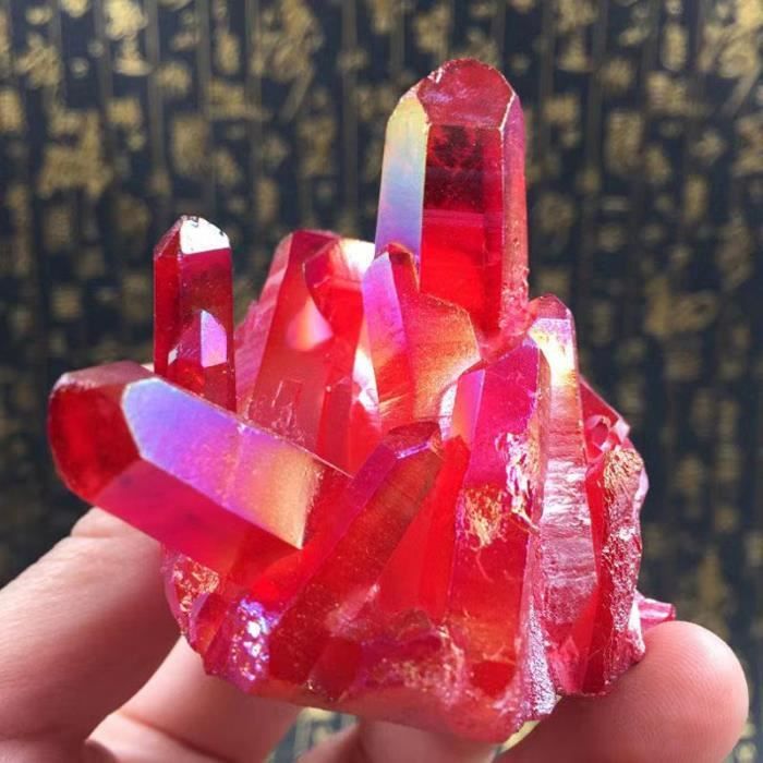Pierres précieuses,Amas de cristaux de quartz aura, Rare et magnifique  flamme rouge, 35 – 120g - Type 35-40g - Achat / Vente pierre vendue seule -  Cdiscount