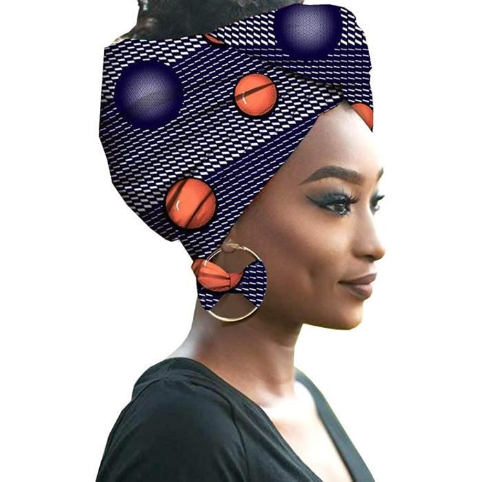 tête echarpe femme turbans foulard avec boucle doreille africaine impression element headwraps