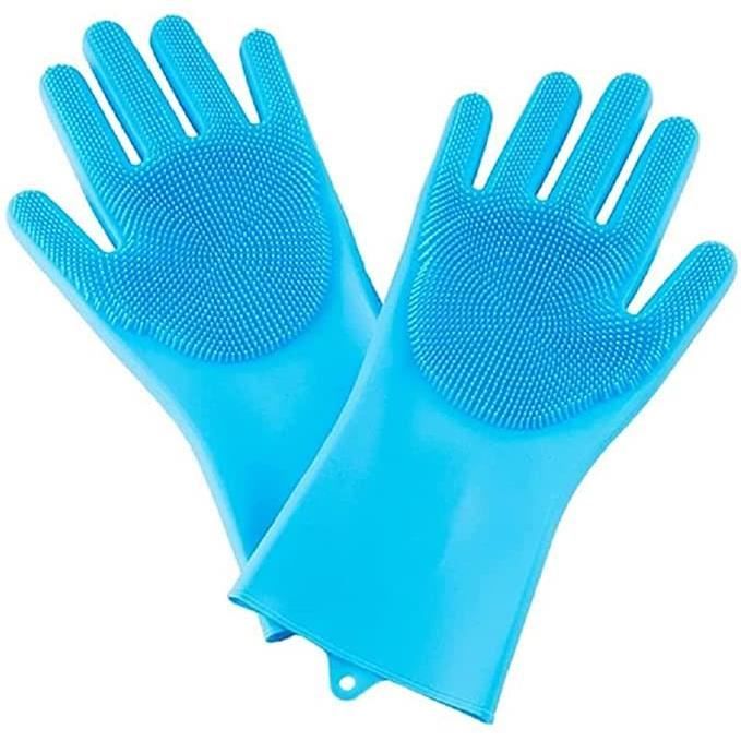MojiDecor Brosse de nettoyage en silicone gants magiques résistants à la chaleur et imperméables gants pour nettoyage ménage et lave-vaisselle gris nettoyage antibactérien 