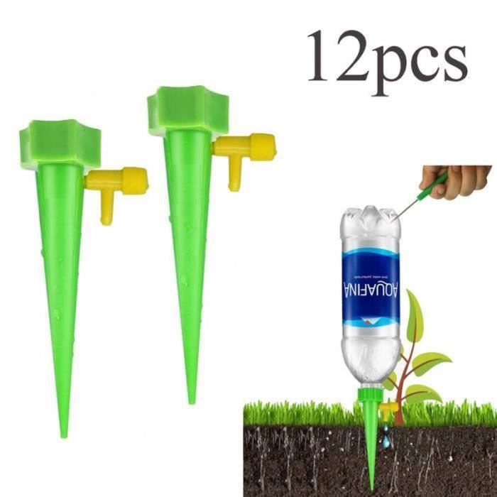 Irrigation Goutte à Goutte Kit, 12 Pcs Arroseurs Automatiques Plantes, Goutte à Goutte Bouteille, Dispositifs D'arrosage avec Vannes de Régulation à Liberation Lente pour Intérieur Extérieur Plantes