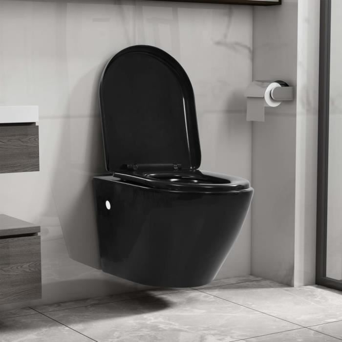 11246Luxe Toilette suspendue au mur Design Moderne Pack WC WC Cuvette sans rebord Ceramique Noir Le plus vintage Cdiscount Bricolage