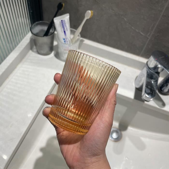 2 Gobelets à Dent Verre Satiné 200ml - Rangement Brosse à Dents Élégant