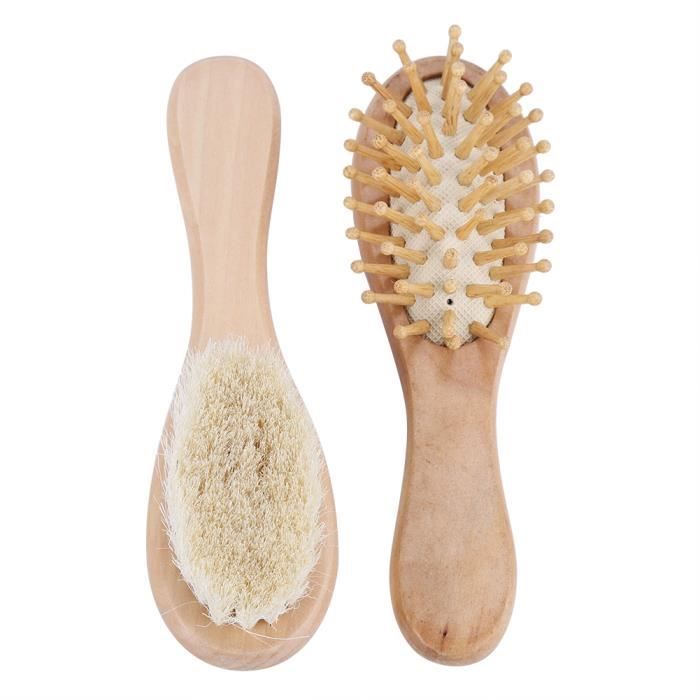 Ebtools Brosse A Cheveux Bebe Ensemble De Brosse A Cheveux Et Peigne En Bois Pour Bebe En Poils De Chevre Pour Les Soins Cdiscount Electromenager