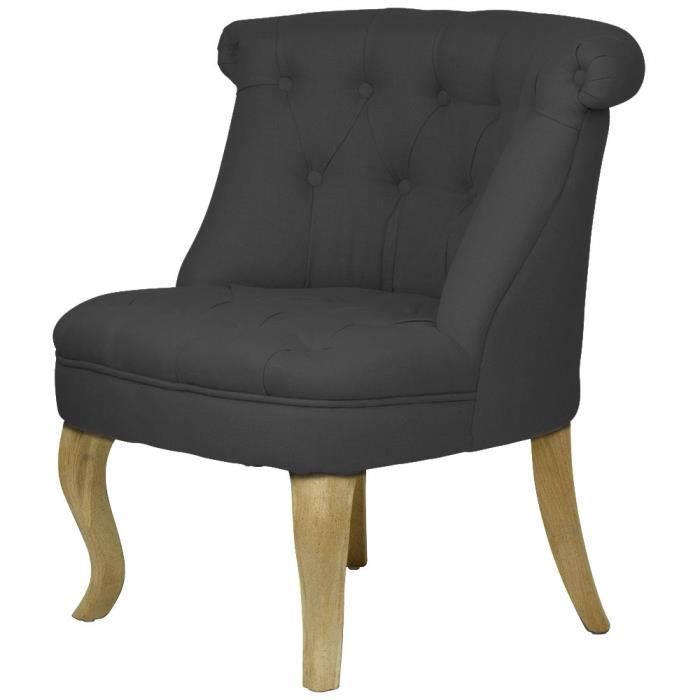 Fauteuil Crapaud En Tissu Lin - Style Scandinave, Pieds En Bois De Hêtre - Charge Max 135 Kg (Gris, 1 Pièce)