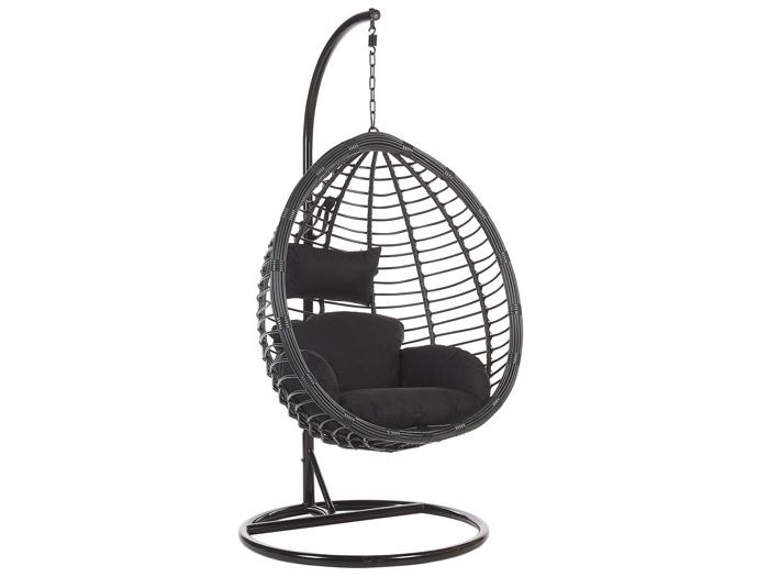 Beliani - Fauteuil suspendu en rotin noir avec support TOLLO