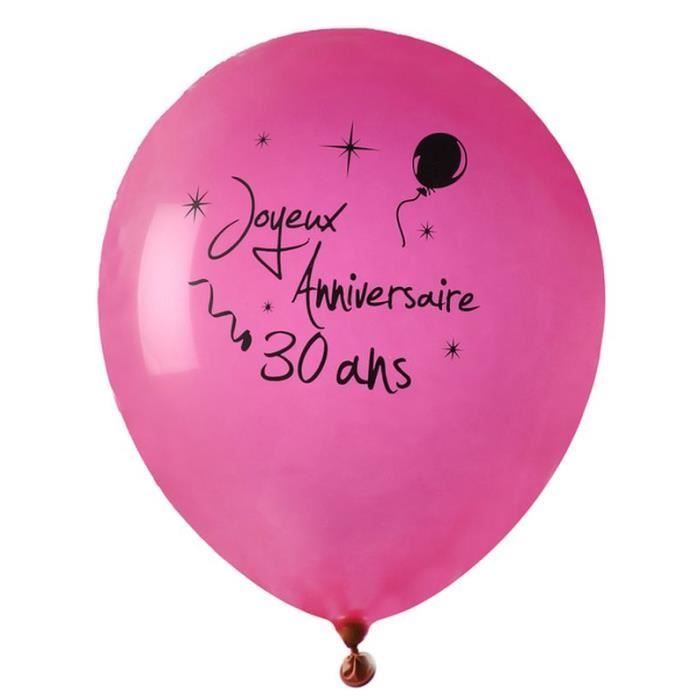 10 Ballons Joyeux Anniversaire Annikids - Rose Fuchsia pour l