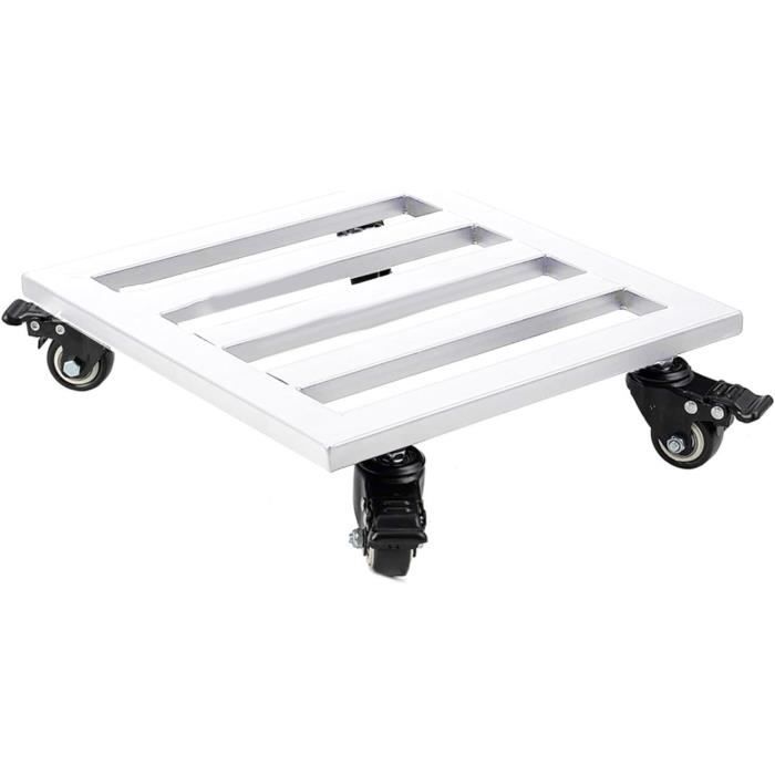 Chariot à Roulettes Pour Pots De Fleurs - Support Métallique Robuste, Roues Pivotantes Et Verrouillables - Jusqu'à 100 Kg - Diamètre 35 Cm