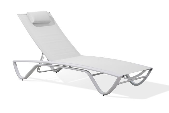 bain de soleil multi-positions figari en aluminium et textilène - blanc - paris garden - design - extérieur