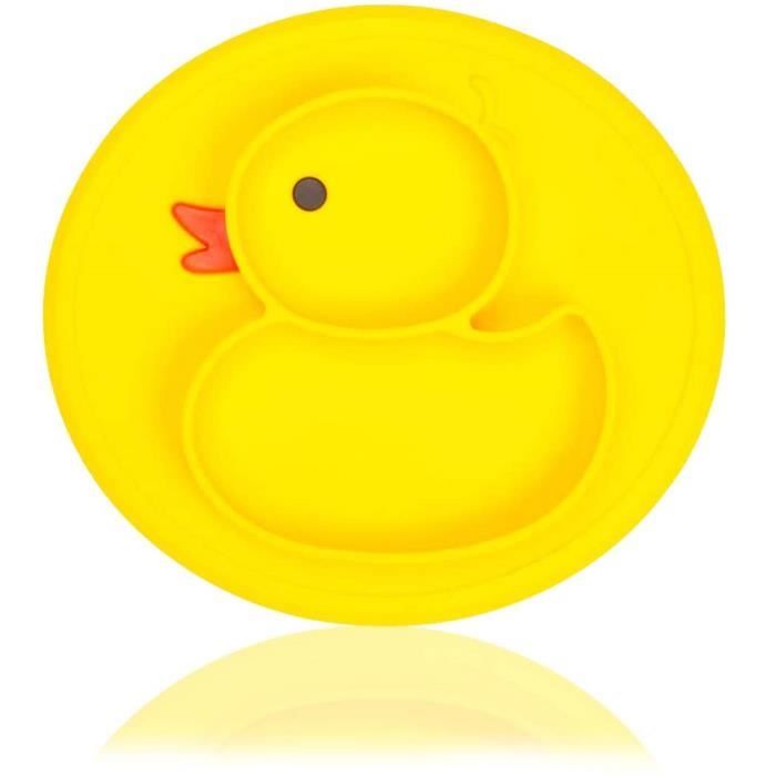 Set De Table En Silicone Pour Bébé Avec Ventouse - Assiette à 3 Compartiments, Design Hibou, Lavable Au Lave-vaisselle