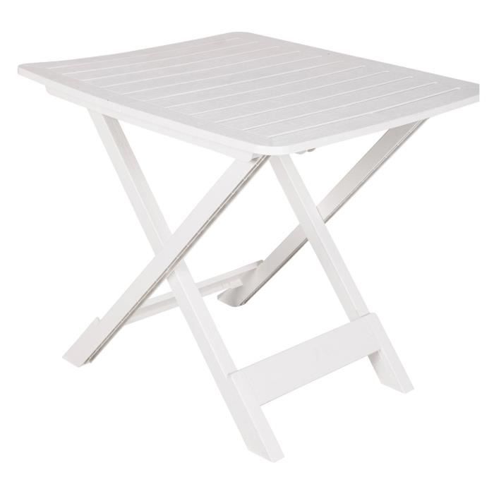 Table pliante - DMORA - Polypropylène - Blanc - 72x80x70 cm