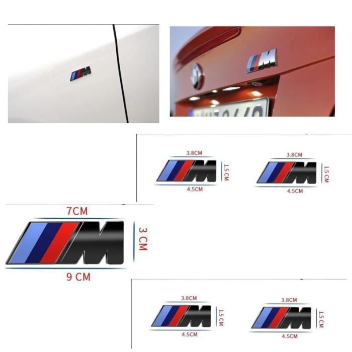 4 x ///M Latérale Aile Sport Emblème Badge Logo Autocollant Noir 45mm x 15mm Pour BMW+Logo M badge emblème pour BMW 90 mm x 30 mm