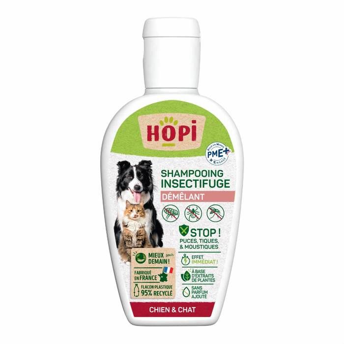 Comparer les prix de HOPI Shampooing Démêlant Anti Puces Chat et Chien 250 ml - Protection Antiparasitaire efficace - Fabriqué en France
