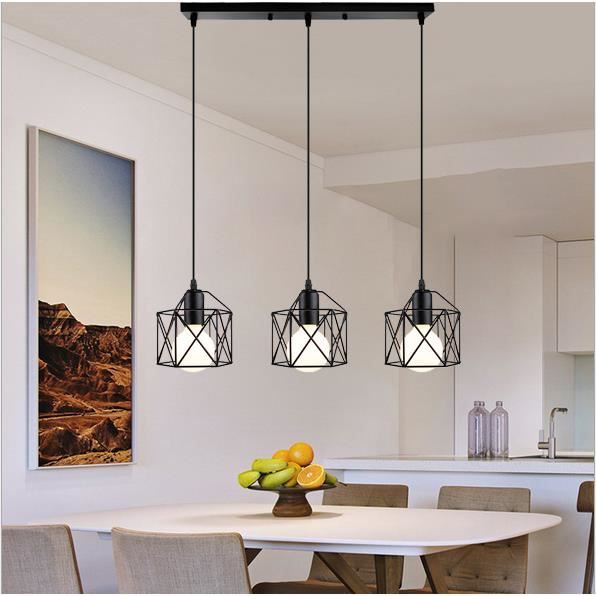 IDEGU Lampe Luminaire Industrielle Lustre Suspension Vintage en Fer Forge Style Edison pour Salon Chambre