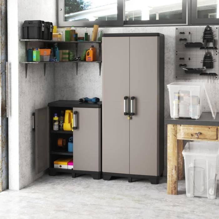 Keter Armoire de rangement avec étagères Pro noir et gris 445037