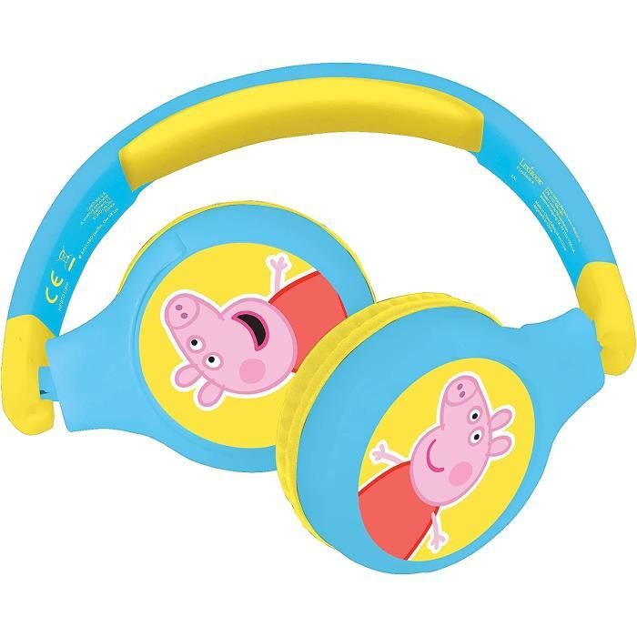 Casque Audio Enfant 2-en-1 Bluetooth Stereo, sans Fil, Filaire, Son limite, Pliable, Ajustable, Jaune/Bleu